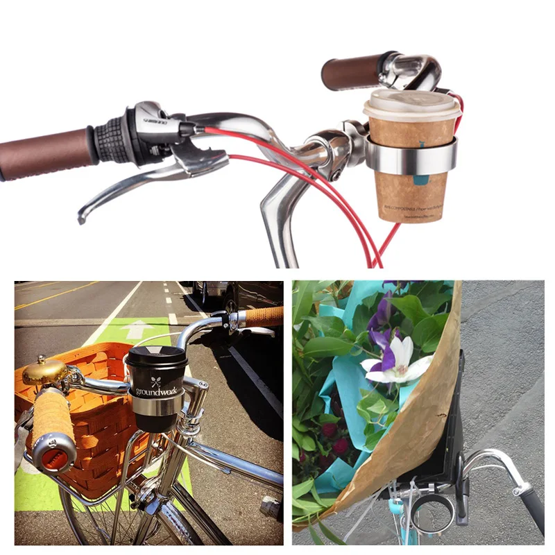 Bicycle Cup Holder Bike Coffee Drinks Water Bottle Holder Handlebar Non-slip Aluminum Alloy Bicycle Bracket Tea Cup Bottle Cage