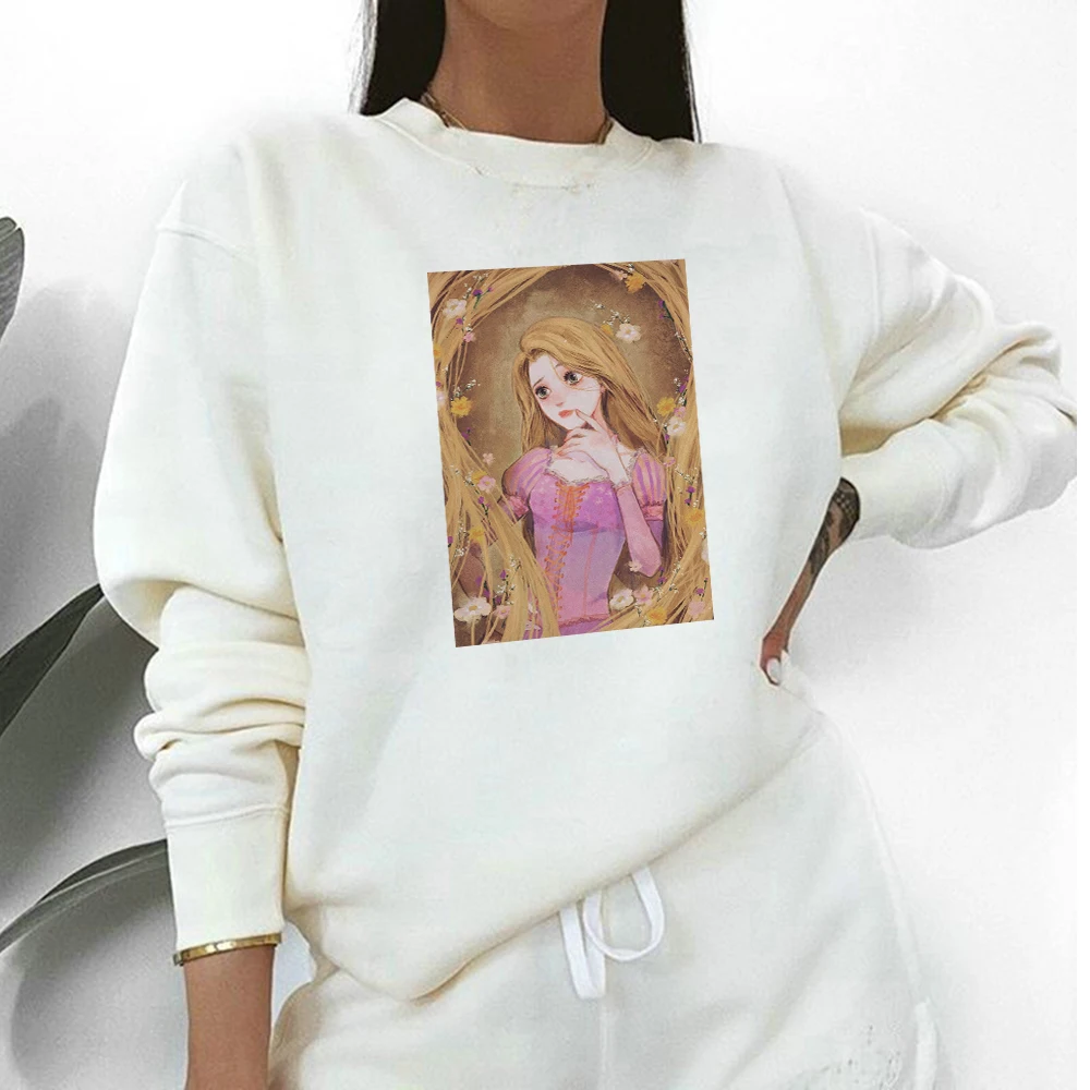 

Disney Vogue Sweatshirts Womens Nimation Creative Style Hoodie Pullover Rapunzel Princess Printed Personalized Sweatshirt Womens
