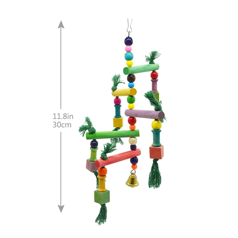 1Pc Colorful Bird Perch Wooden Bead Tassel Parrot Swing Ladder For Toy Supplies |