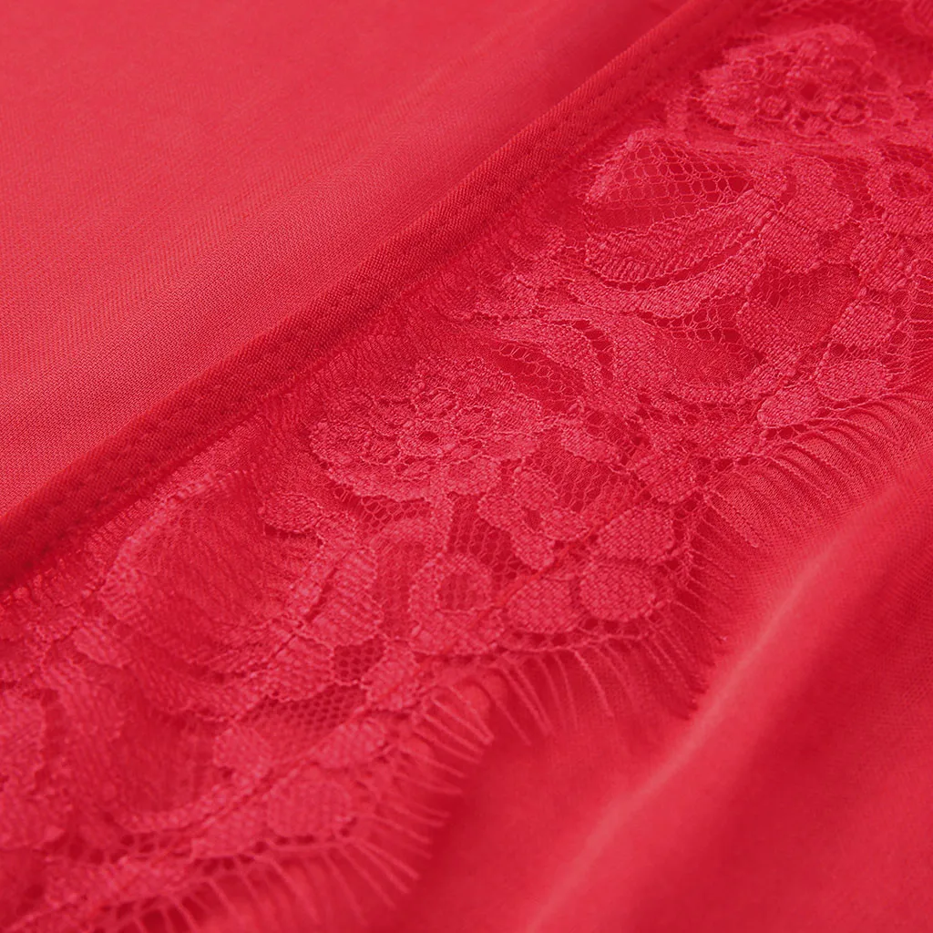 

Fashion Women's Autumn Casual Solid Nine-Minute Sleeve Lace Splicing Sleepwear