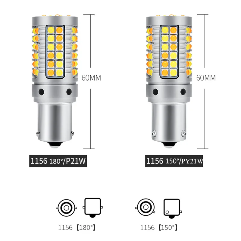 2 PCS Auto Led Bulbs Car DRL Daytime Running Lights Night Yellow Turn Signals Lamps PY21W BAU15S For Mazda 2007-2014 | Автомобили и