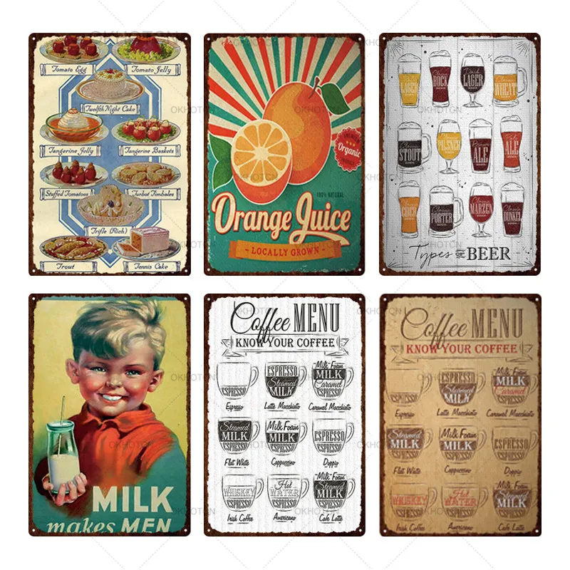 Винтажные жестяные Плакаты для фаст-фуда художественные кофе пива гамбургеров