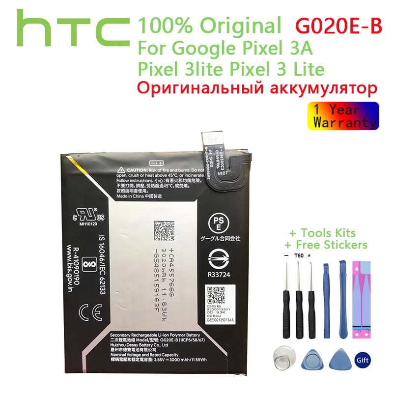 

Original Replacement Battery G020E-B For Google Pixel 3A Pixel 3lite Pixel 3 Lite Authenic Rechargeable Battery 3000mAh+ Tools