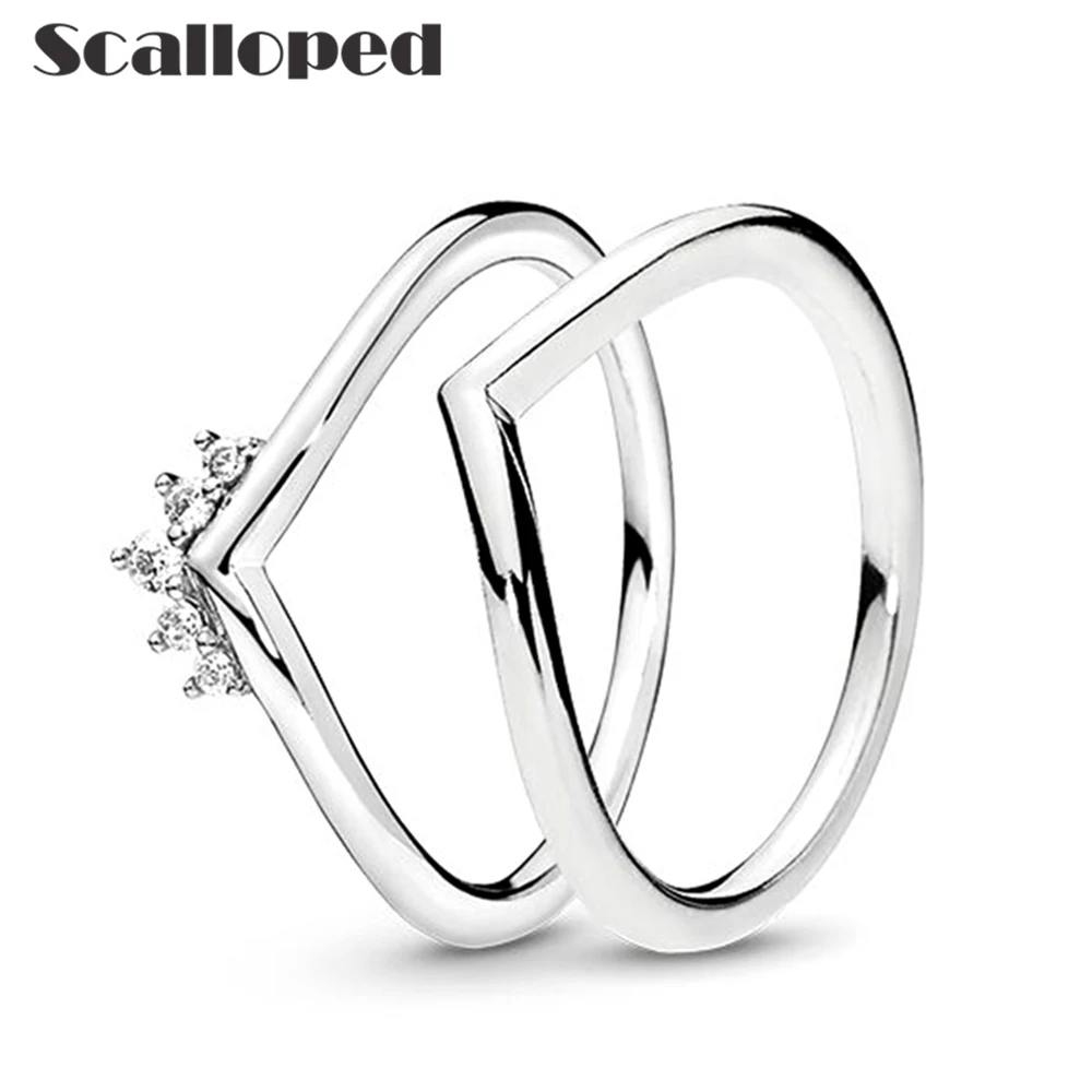 

SCALLOPED Trendy Polished Wish Bone Finger Rings For Women Brand Design Bridal Band Bague Anillos Christmas Gift Jewelry