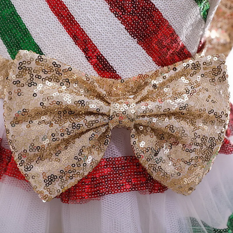 New Little Girls Christmas Eve Xmas Dress Up Party Dresses Children Bowknot Sequins Princess Kids Evening Ball Gown | Тематическая