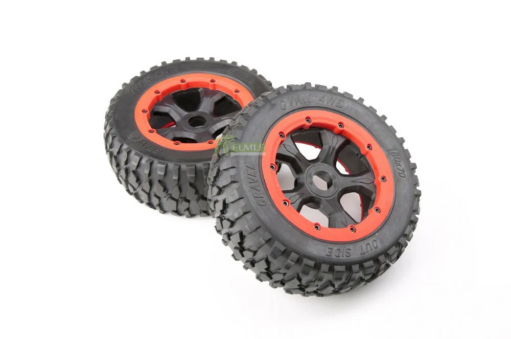 Шины для колес из щебня в сборе, комплект подходит для 1/5 Losi 5ive T Rovan LT Kingmotor X2 BAJA 4WD SLT - Цвет: Orange Red