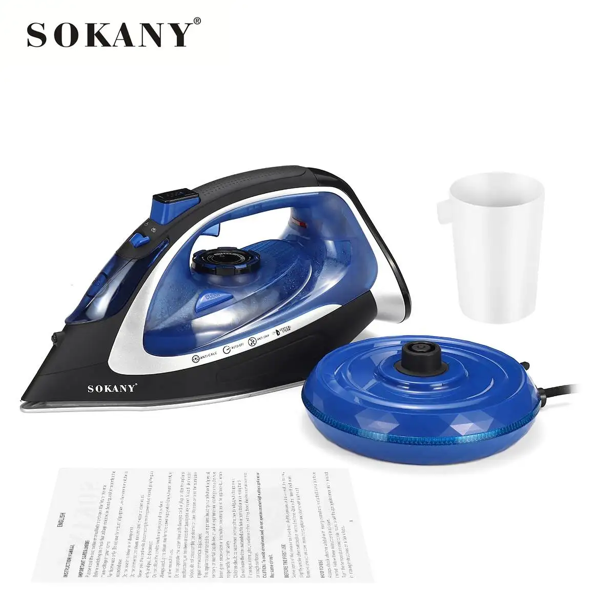 

SOKANY 2400W 220V Cordless Electric Steam Iron Rechargable Spray Steam Iron Clothes Electric Irons Multifunction Adjustable