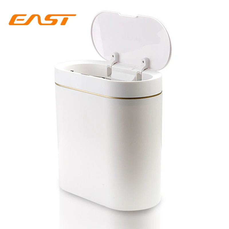 Smart Sensor Trash Can East Intelligent induction Motion Sensor Kitchen Trash Can 8L Waterproof Narrow Seam Sensor Bin White