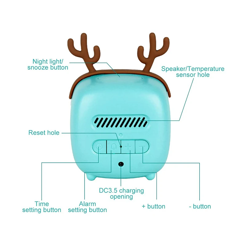 

LED Sound Night Light Function Portable Touch Control Electronic Alarm Clock Cute Deer Shape Digital Alarm Clock