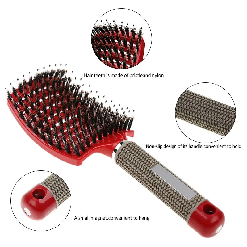 

Detangling Nylon Bristle Brush Detangle Hairbrush Women Hair Scalp Massage Comb Brush P9