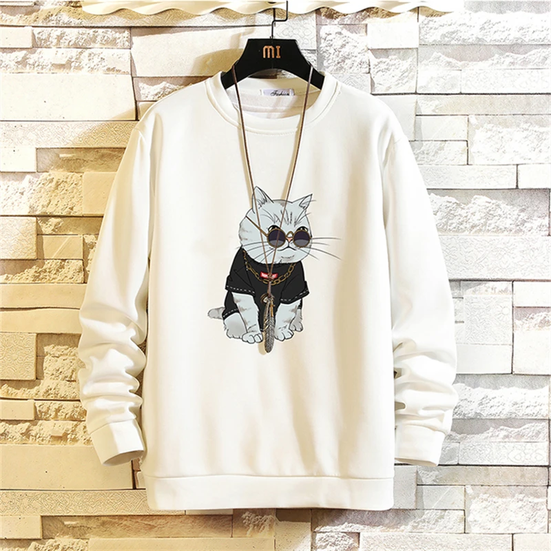 

KALILEX Autumn New Men Hoodless Sweatshirt Simplicity Trend Fashion Hip-hop Streetwear Pullover Oversized Sweatshirt Top