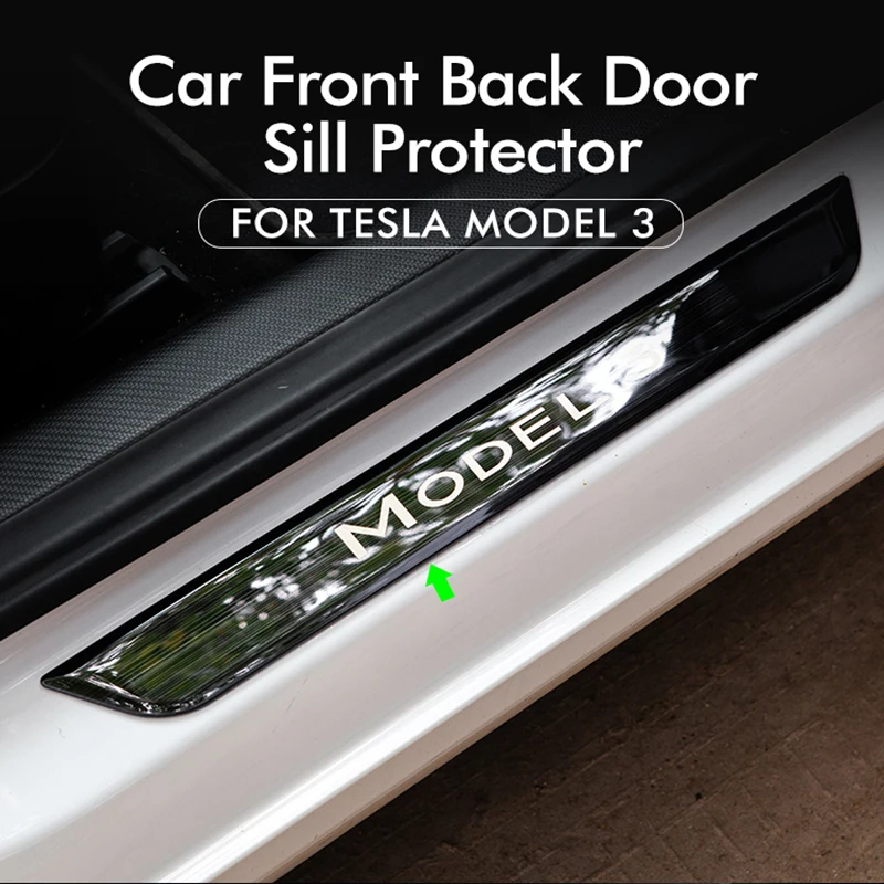 Дверная полоса для Tesla Model 3 Защитная Наклейка на переднюю и заднюю педаль