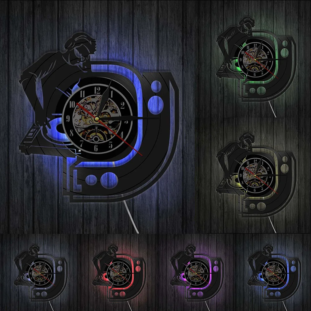 Настенные 3d-часы с виниловой пластиной музыкальные настенные украшения для
