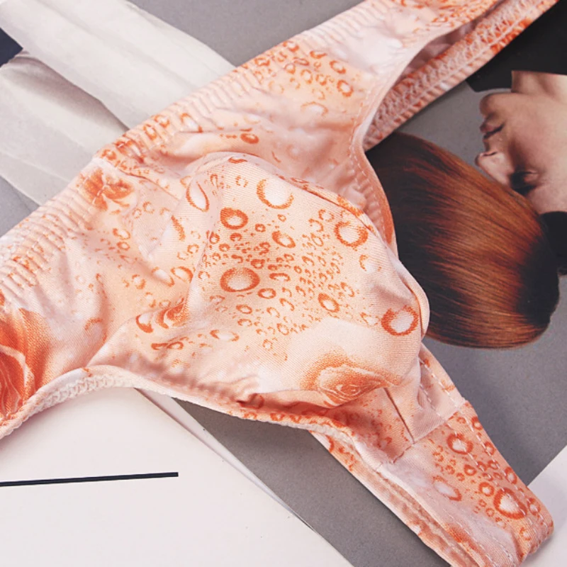 Мужские трусы стринги и AIIOU черные джоки с принтом в виде роз Тонги для мужчин гей