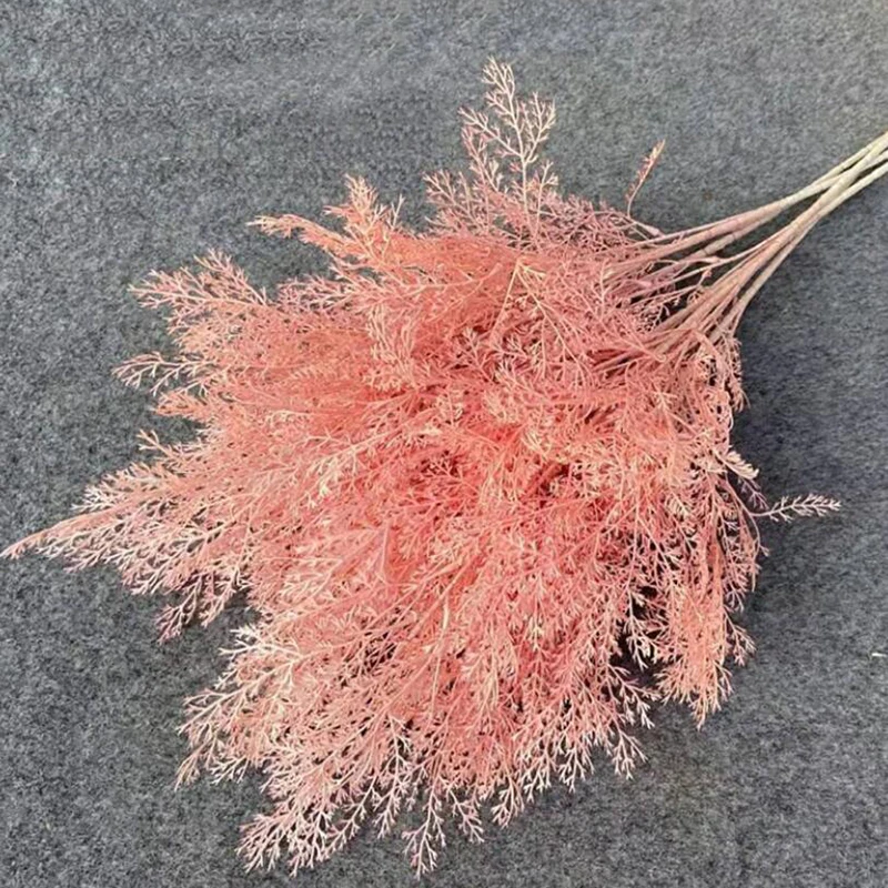 

Beautiful Artificial Flowers Plastic Bamboo Leaf Grass Dense Fog Pink Mist Fake Flower Bridal Bouquet Home Wedding Decoration