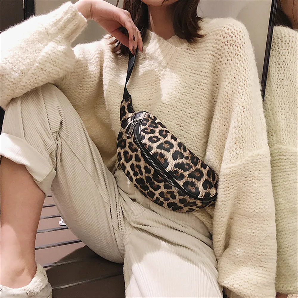 Ретро леопардовые сумочки Повседневная поясная сумка большая на одно плечо