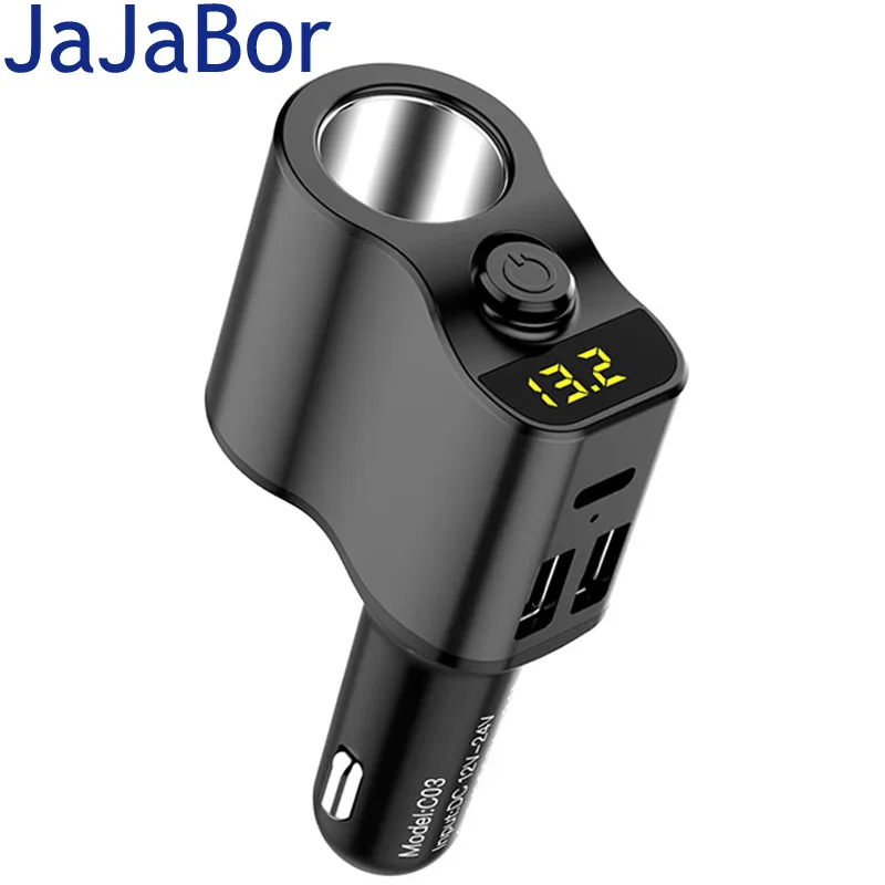 JaJaBor Car Cigarette Lighter Socket Power Adapter Dual USB Fast Charge Car Charger Voltage Detection with Independent Switch