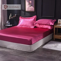 liv esthete wholesale luxury 100 satin silk rose red fitted sheet silky mattress cover queen king bed sheets for women men 1pcs
