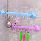 Органайзер на присоске, 6 шт., крючки для кухни и ванной комнаты, настенный, без гвоздей, бесшовный, с шестью крючками (случайный цвет), аксессуары для дома