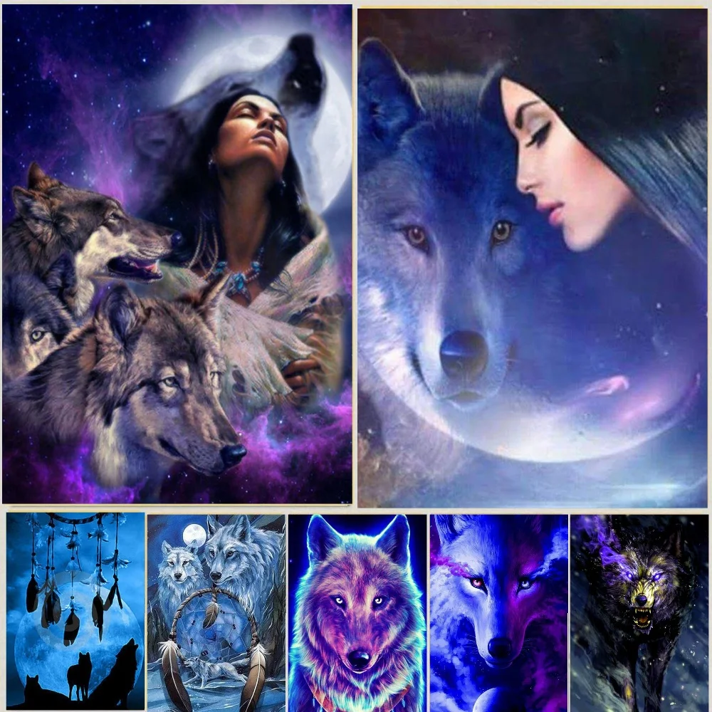 Алмазная живопись волком сделай сам картина с животными вышивка крестиком