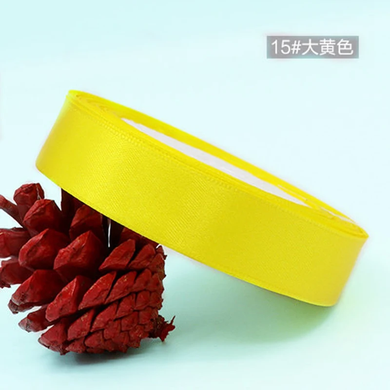 8 yellow 25 ярдов/рулон красная шелковая атласная лента бант свадебное украшение DIY тканевые ленты для рукоделия рождественские подарки упаковка карт принадлежности - Цвет: 8 yellow