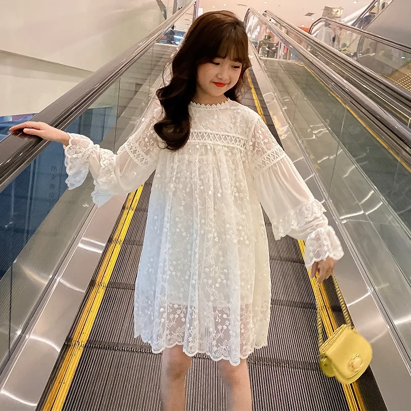

Kids Dress For Girl Teenage Girls Dress Floral Embroidery Autumn Lace Princess Dresses Children Party Clothing 6 8 10 12 14 16Y