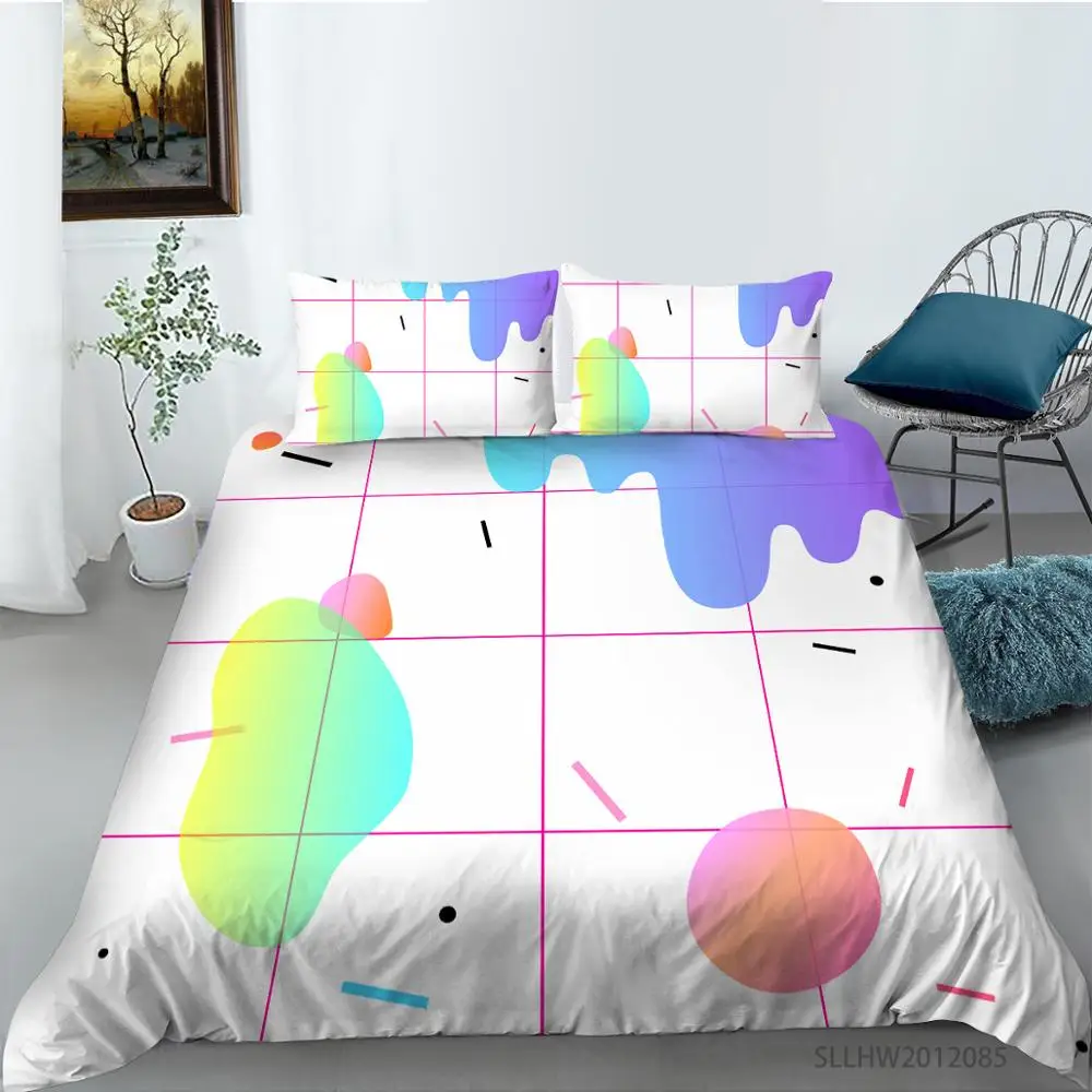 

Комплект постельного белья, белый комплект с 3d-рисунком пододеяльника, современное одеяло, наволочки, двойной размер, цвет под заказ