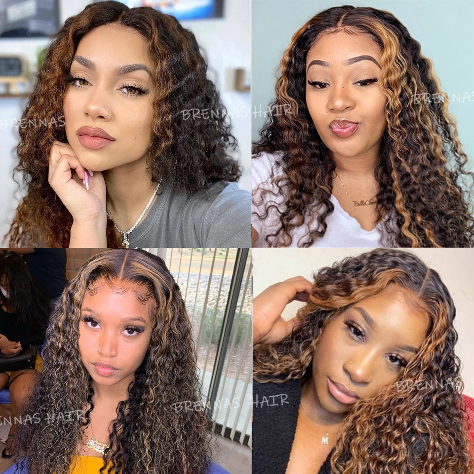 

Highlight Color Deep Curly Wig 13x4 Lace Front Human Hair Wig Ear To Ear Lace Wig Brazillian Remy Hair Long Wig For Women