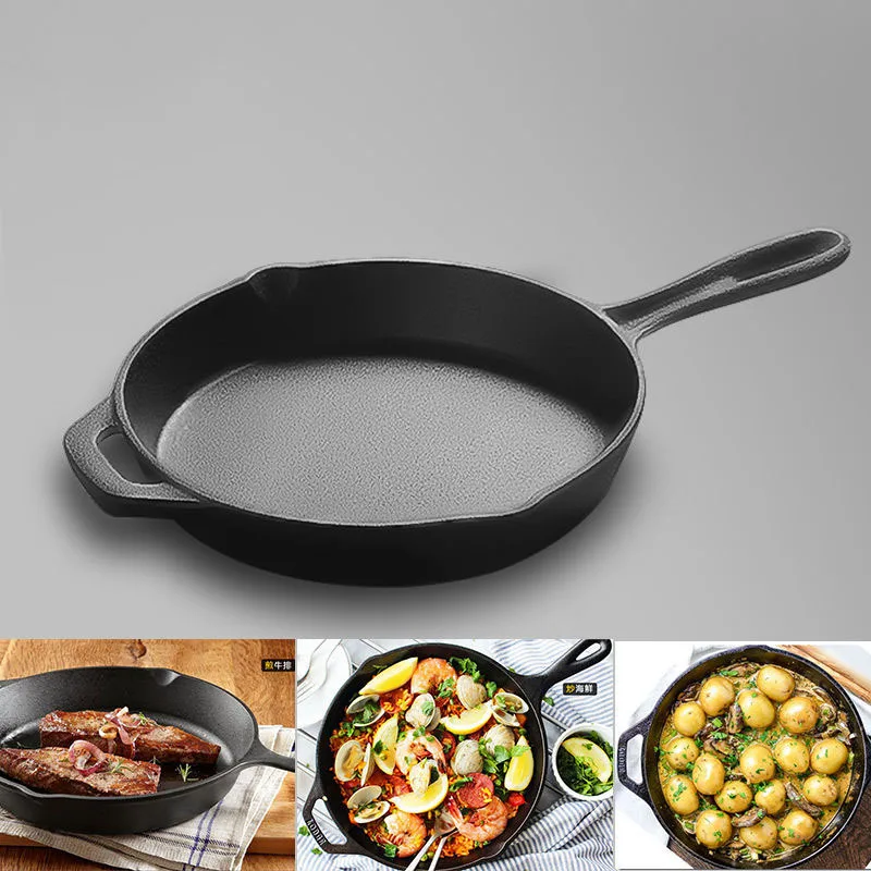 Чугунная сковорода с антипригарным покрытием для стейка домашней чугунной