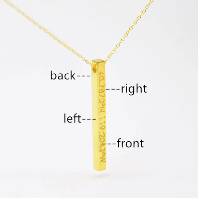 2020 New Trend 3D Vertical Bar pendent Engraving Custom four sides Squar Personalized necklace Memorial Jewelry | Украшения и