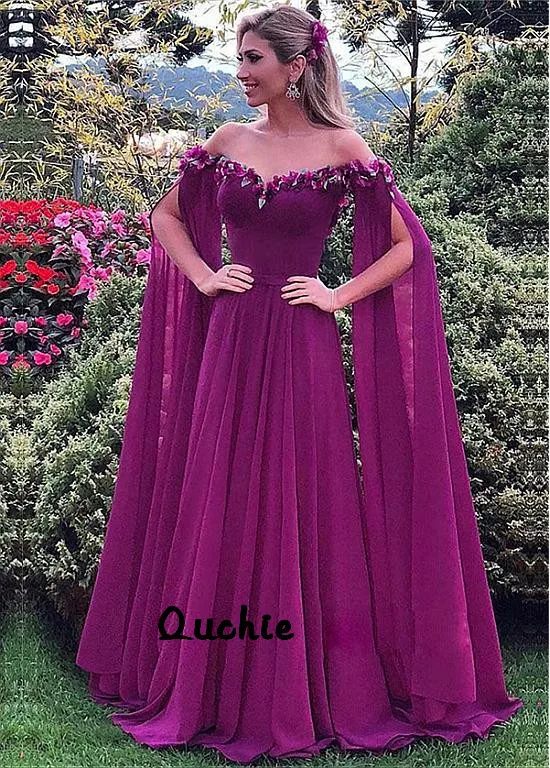 

Fuchsia Jacket Evening Dresses Handmade Flowers Special Occasion robe soiree Islamic Dubai Kaftan Saudi Arabic Prom Gown