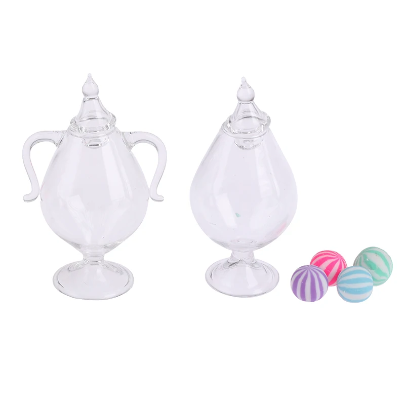 

1:12 Dollhouse Miniature Glass Candy Jar Simulation Candy Bottle Doll Model Toy