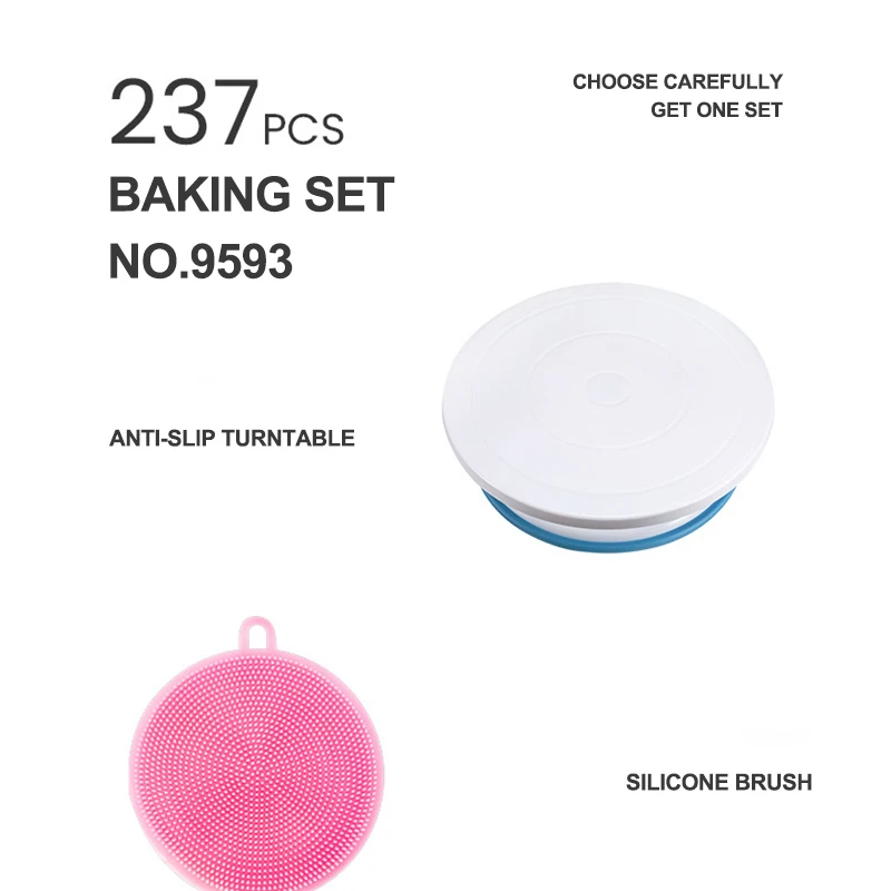 

237pcs/set Reusable Nozzles Set Pastry Bag Scraper Flower Cream Tips Icing Piping Converter Baking Cup DIY Cake Decorating Tools