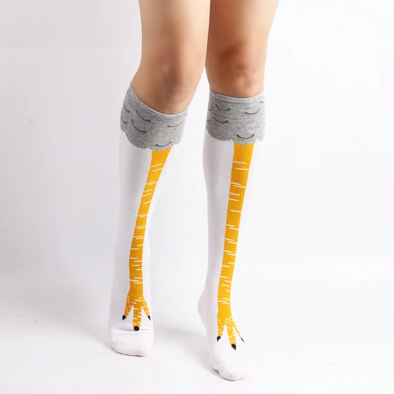 

Women 3D Chicken Feet Print Socks Funny Cartoon Thigh High Sock Fashion Cute Stocking Ladies Cotton Socks Winter Autumn Cosplay