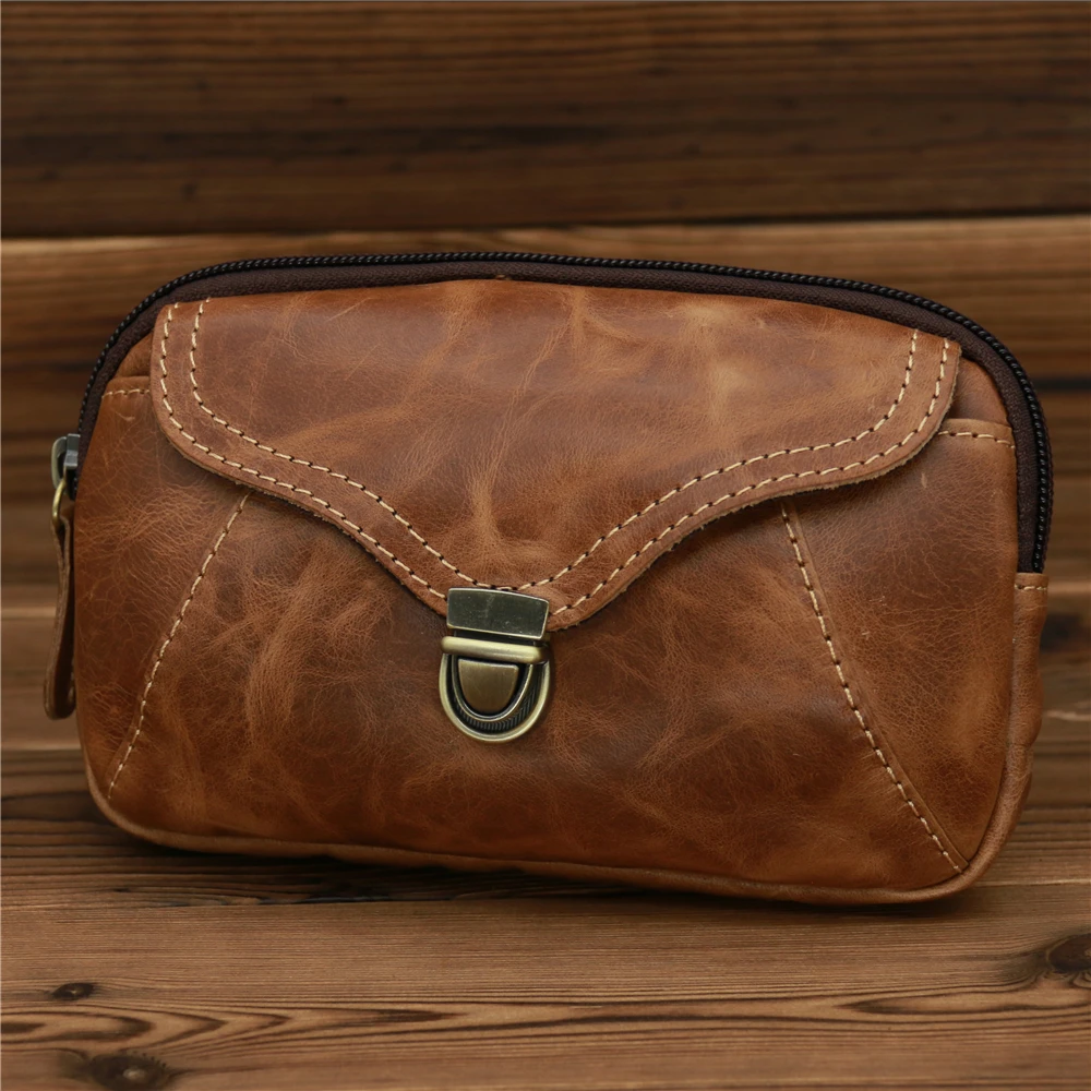 Men's Clutch Bag Genuine Leather Money Clip Handy Male Long Wallet Purses Pack Zipper Buckle Carteira Masculina Business Travel