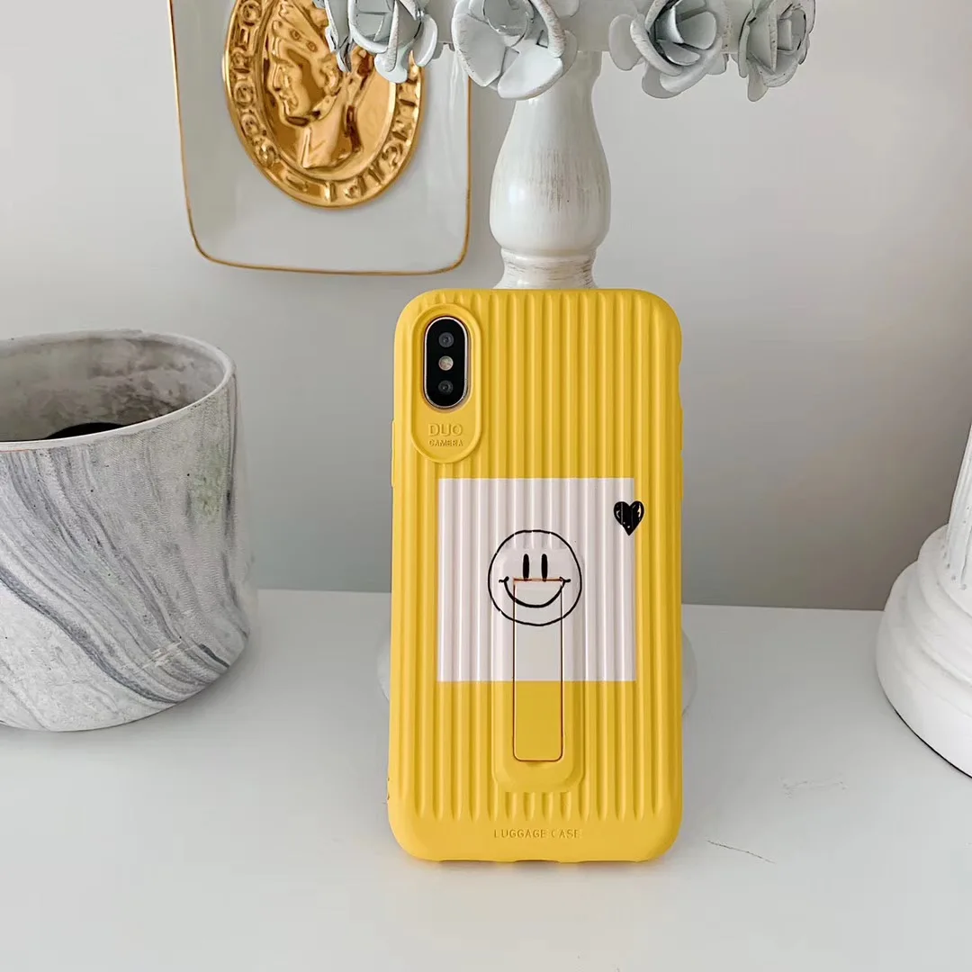 INS Korea cute simple fashion yellow cheese smiley phone case for iPhone Xs MAX Xr X 6 6s 7 8 plus Interesting soft back cover |