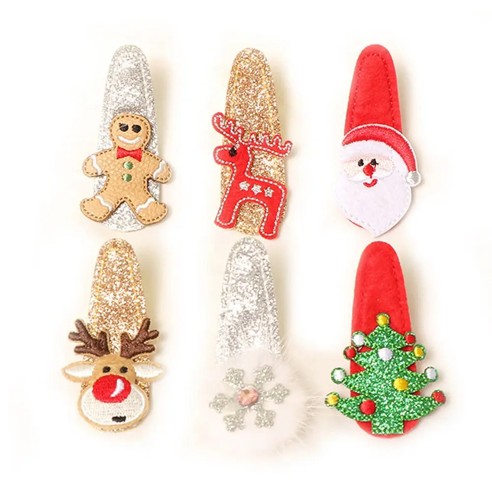 

Christmas Children's Cute Cartoon Pattern BB Clip Glitter Sequins Baby Hairpin Sweet Hair Accessories Photo Props