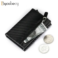 bycobecy 2021 new rfid smart wallet credit card holder metal thin slim men wallets pop up minimalist wallet small coin purse