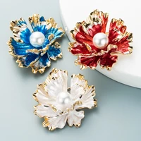 european and american fashion alloy pearl flower brooch ins popular temperament banquet pin party corsage accessories