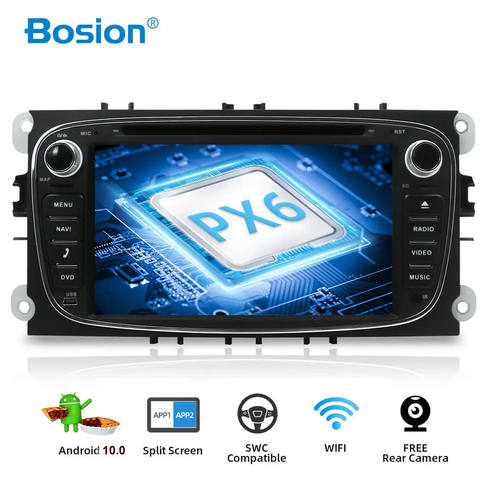 Автомагнитола Bosion мультимедийный плеер на Android 10 с GPS 7 дюймов для Ford/Focus/S-Max/Mondeo