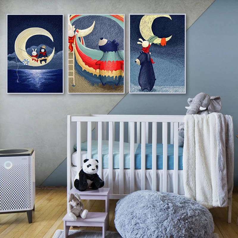 5D DIY Алмазная живопись Лунный кролик и медведь Крестиком полный квадрат/круглый из фотокамней мозаика вышивки.