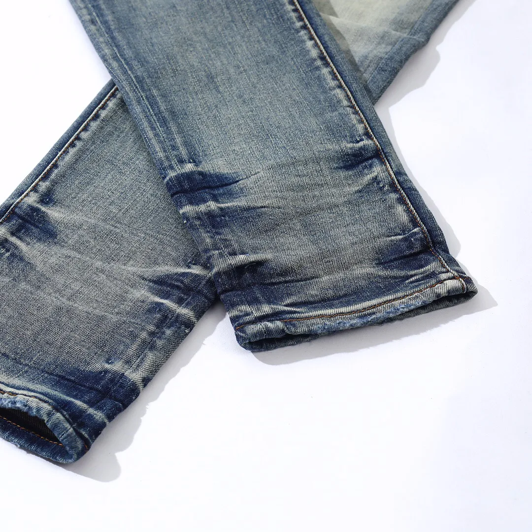 

super discount men brused distressed bandana patches skinny blue jeans HM313