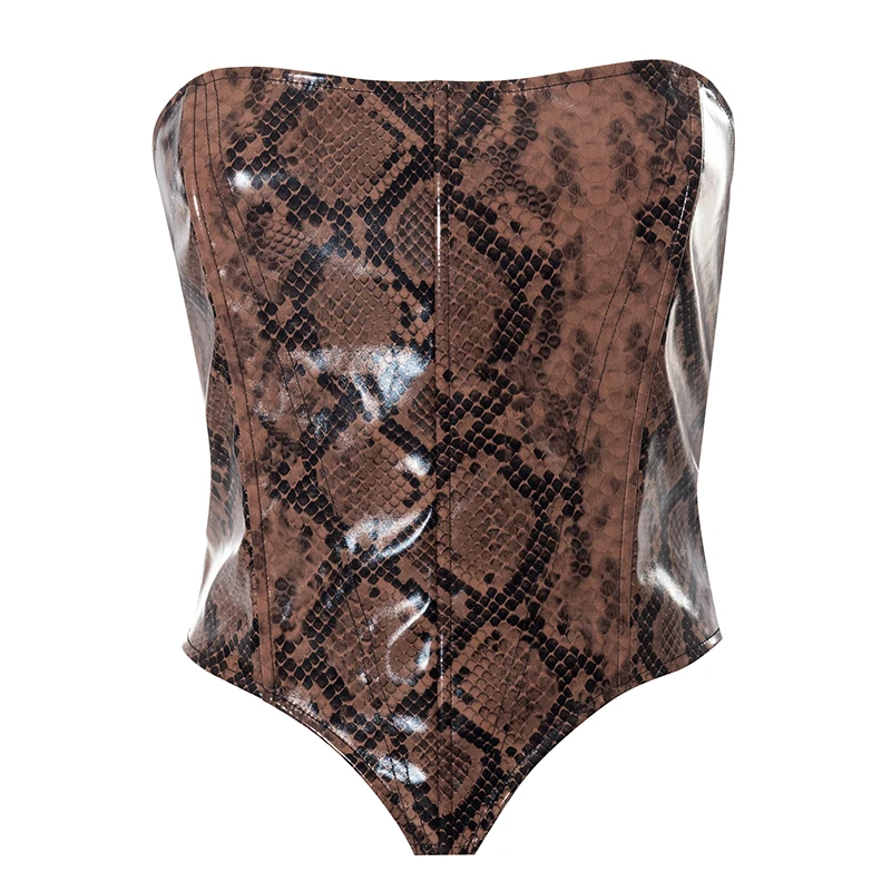 Привлекательный сексуальный корсет из искусственной кожи без бретелек