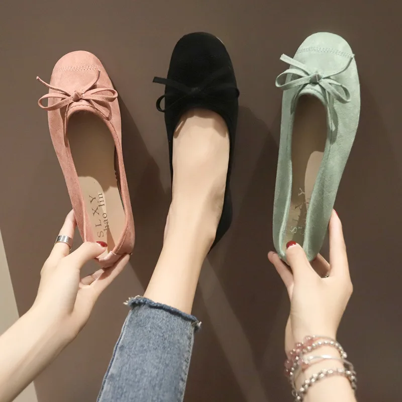 

SLHJC 2021 Autumn Women Casual Shoes Round Toe Slip On Knot Loafers Boat Shoes Spring Autumn Flat Heel Sneakers