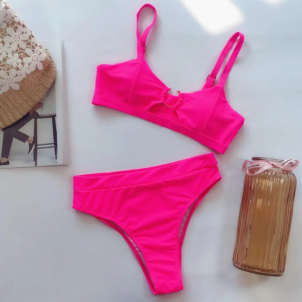 

2020 Sexy Women High Waist Bikini Swimsuit Swimwear Female Bandeau Thong Brazilian Biquini Bikini Set Bathing Suit Bather