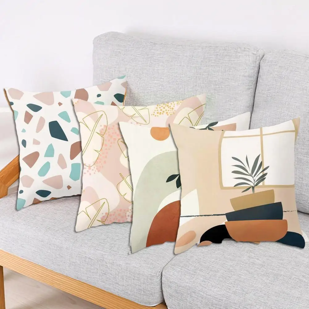 

Geometric Abstract Cushion Cover Tropic Modern Art Throw Pillows Velvet For Home Decorative Brown Decoration Cover Pillow E9P3