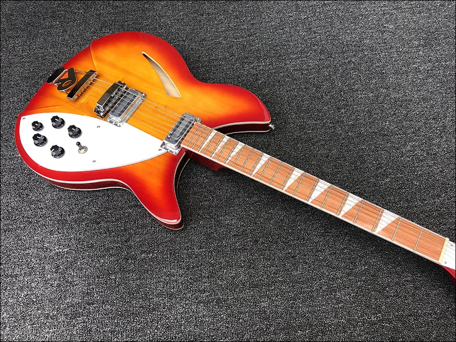 High quality 12 String Electric Guitar, Ricken 360 Electric Guitar,Cherry red Burst body,Rosewood fingerboard,free shipping