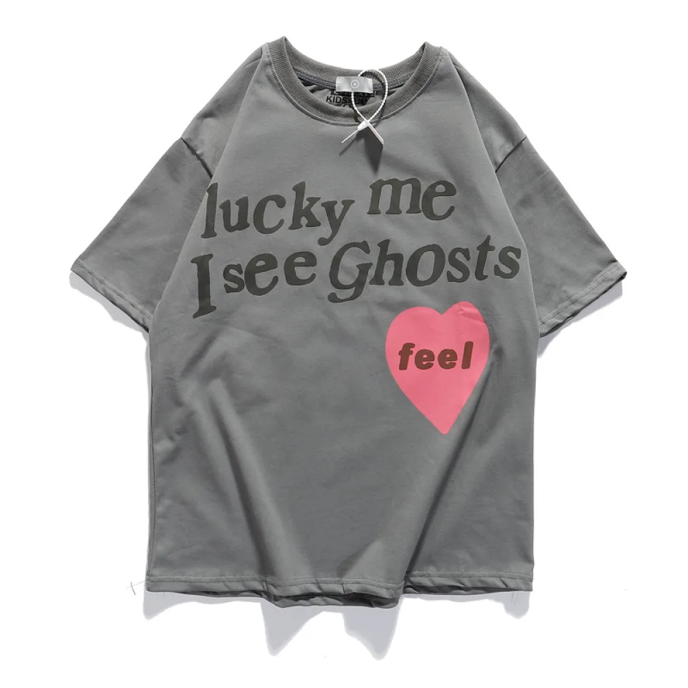 

New Summer Style Kids See Ghosts T Shirt Men Women 1:1 High Quality Kanye West Luck Me I see Ghosts Top Tees