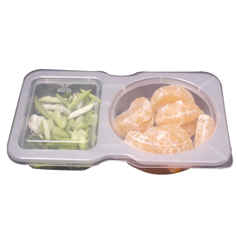 

50pcs Disposable sauce box double grid thickened plastic cup takeaway seasoning box commercial sealed portable packaging box
