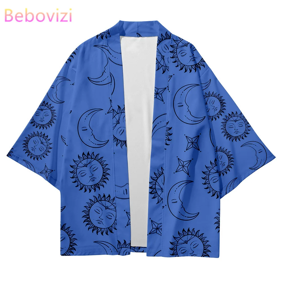 

Plus Size 5XL Black White Blue Beach Japanese Style Kimono Streetwear Men Women Cardigan Cosplay Haori Yukata Harajuku Top Robe